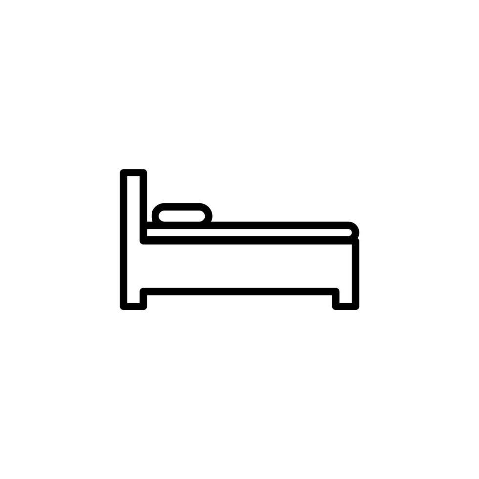 cama, icono de línea de dormitorio, vector, ilustración, plantilla de logotipo. adecuado para muchos propósitos. vector