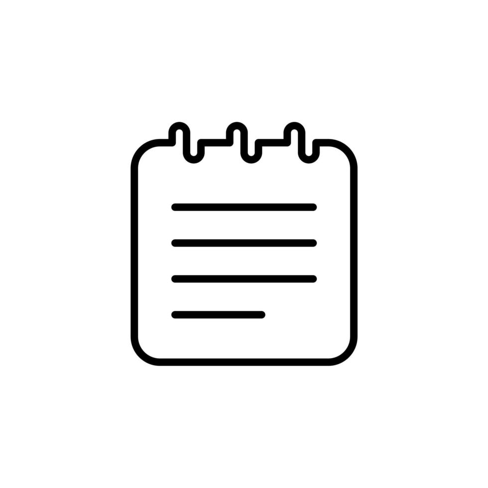 Notes, Notepad, Notebook, Memo, Diary, Paper Line Icon, Vector, Illustration, Logo Template. Suitable For Many Purposes. vector