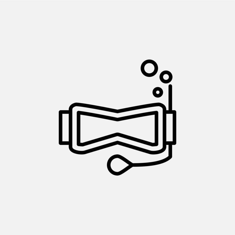 Diving Mask, Snorkel, Swimwear, Snorkelling, Scuba, Diver, Goggles Line Icon, Vector, Illustration, Logo Template. Suitable For Many Purposes. vector