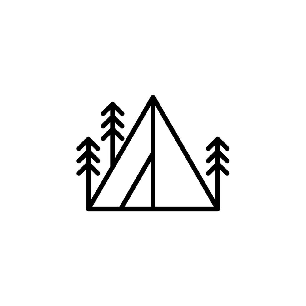 campamento, carpa, camping, icono de línea de viaje, vector, ilustración, plantilla de logotipo. adecuado para muchos propósitos. vector