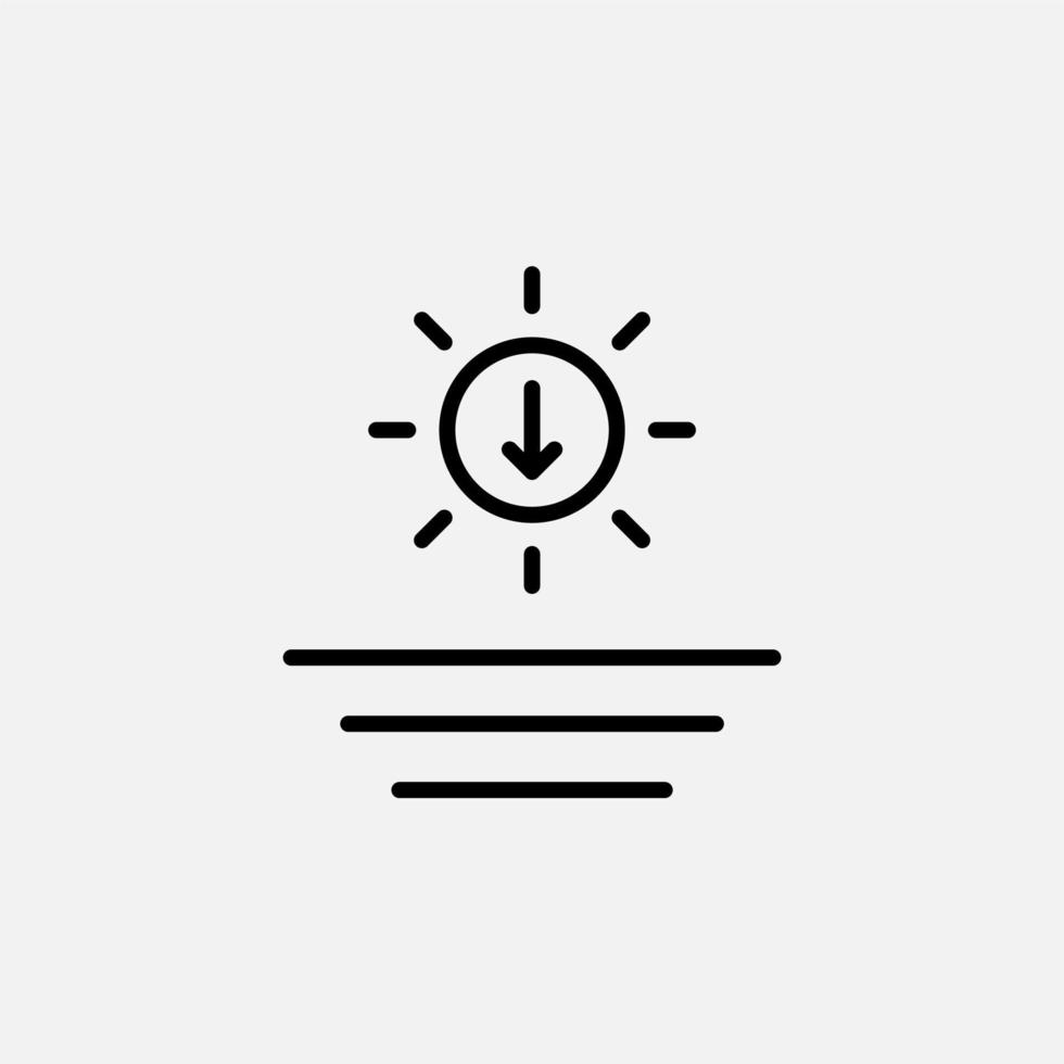 Sunset, Sun Line Icon, Vector, Illustration, Logo Template. Suitable For Many Purposes. vector