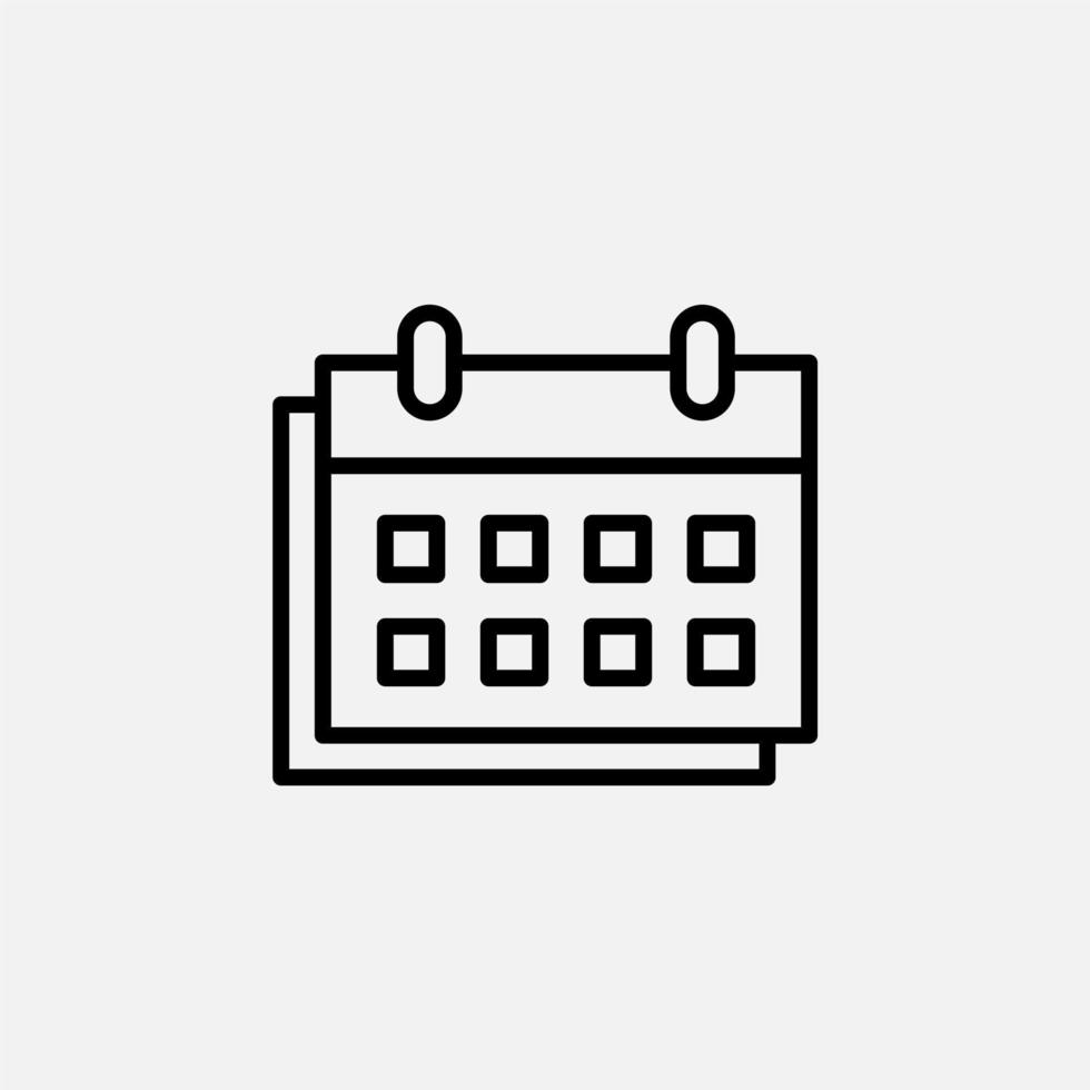 calendario, horario, icono de línea de fecha, vector, ilustración, plantilla de logotipo. adecuado para muchos propósitos vector