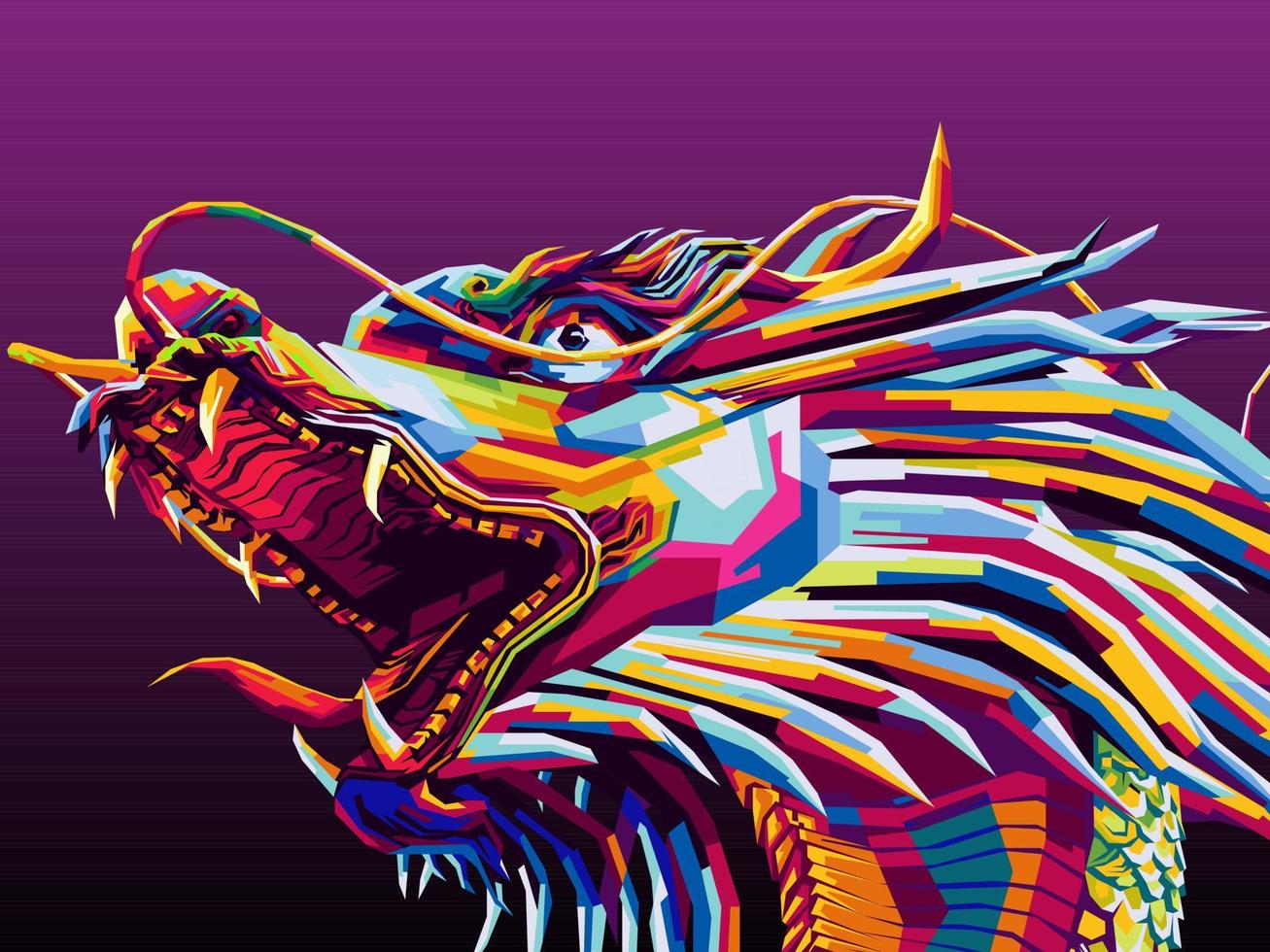 cabeza de dragón de colores vector