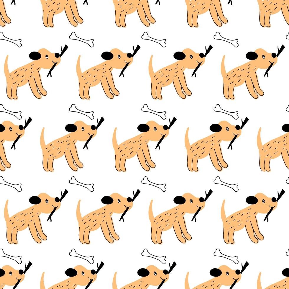 Seamless vector pattern with cute dogs for typography poster, card, label, brochure, flyer, page, banner design. Vector illustration.