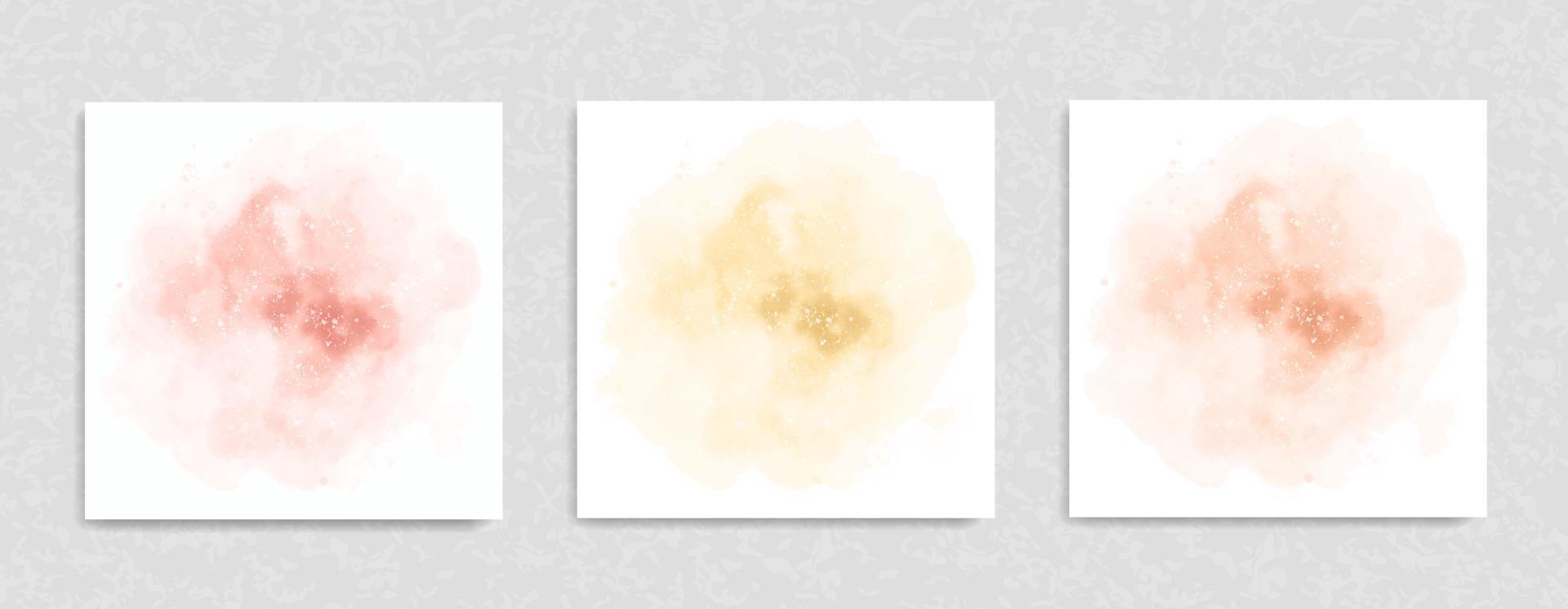 Set of watercolor peach beige yellow background vector