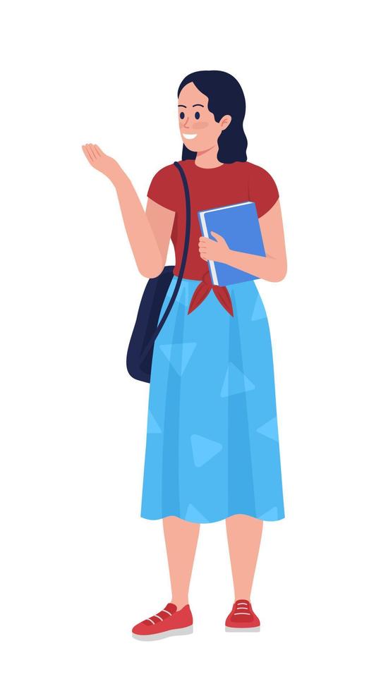 Smiling college student semi flat color vector character