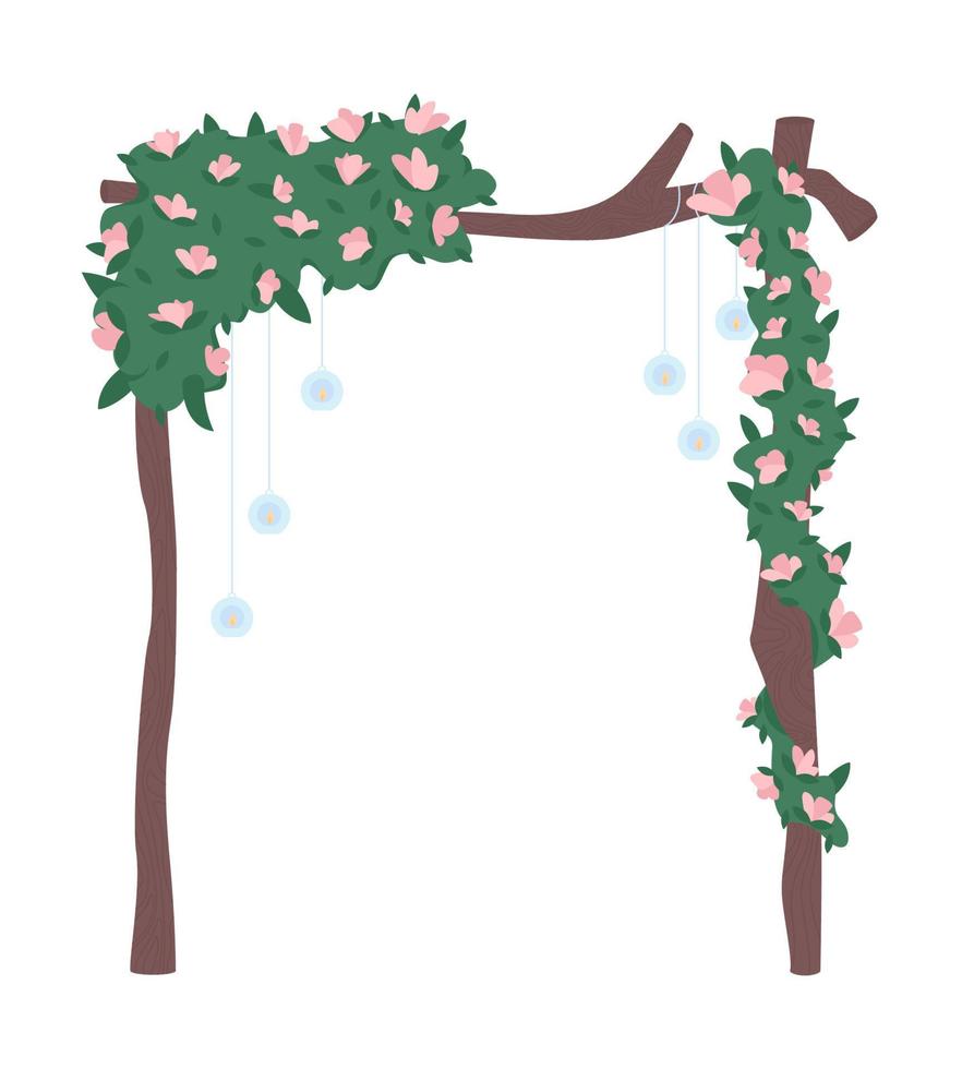 Decorative gate with flowers semi flat color vector object