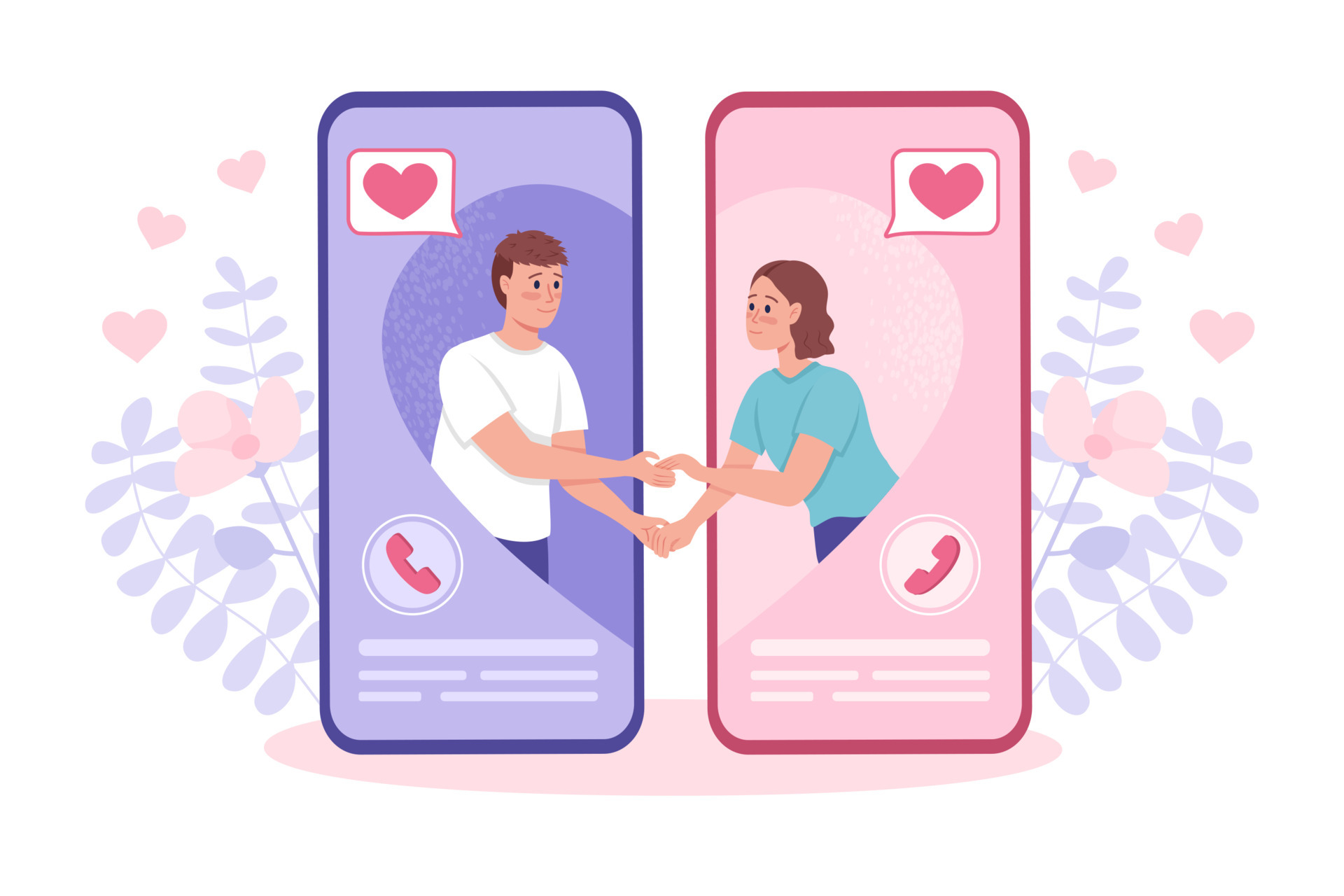 Maintaining online relationship flat concept vector illustration