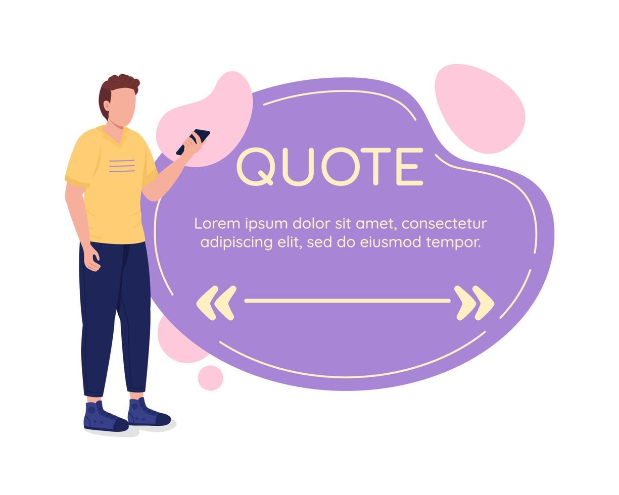 Using chance to find soulmate on dating app vector quote box with flat character