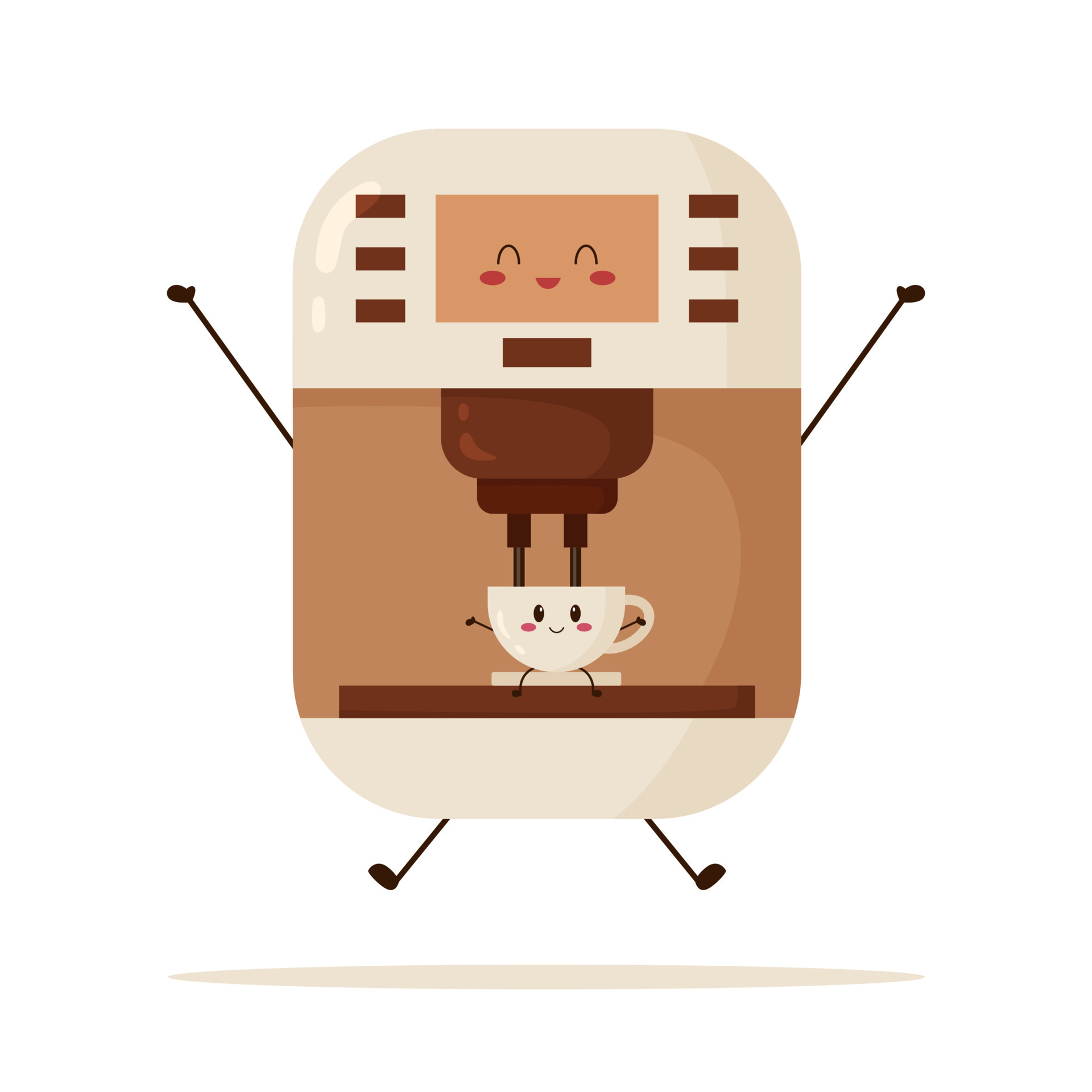 Cute happy coffee machine and cup character. Flat vector illustration in cartoon style isolated on white background. 4854024 Vector Art at Vecteezy Cute happy coffee machine and cup character. Flat vector illustration in cartoon style isolated on white background. 4854024 Vector Art at Vecteezy