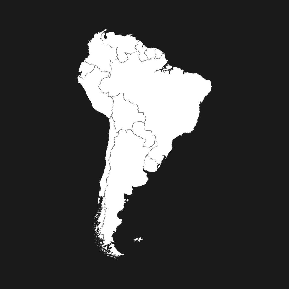 Map of South America with borders vector