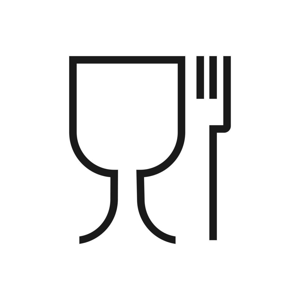 señal de material seguro para alimentos. símbolo de copa de vino y tenedor que significa que los plásticos son seguros. vector