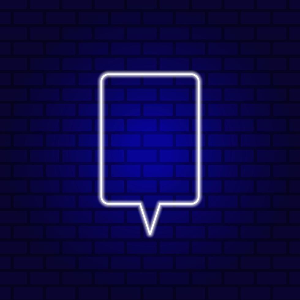 Neon Spech Bubble Banner on Dark Empty Grunge Brick Background. vector
