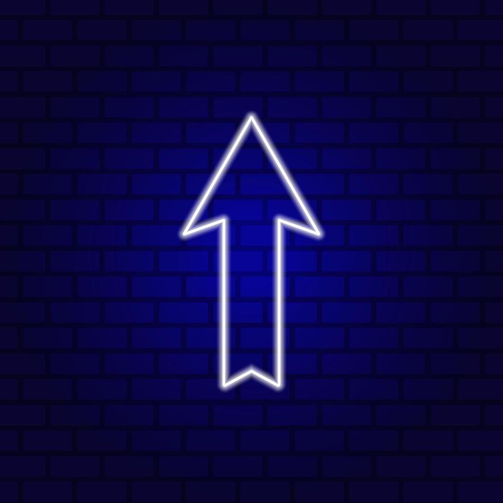 Glowing directional arrow neon sign. Vector illustration.