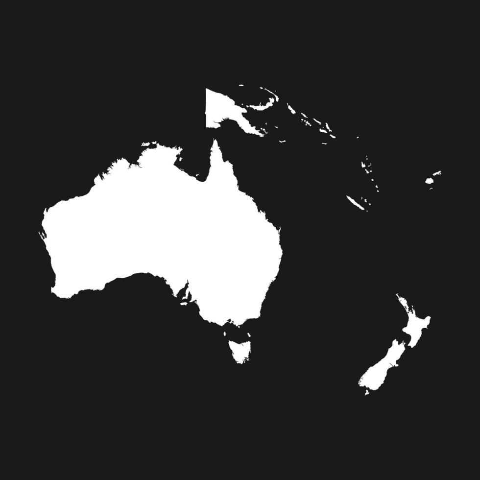 mapa de australia y oceanía. mapa de contorno del continente. vector