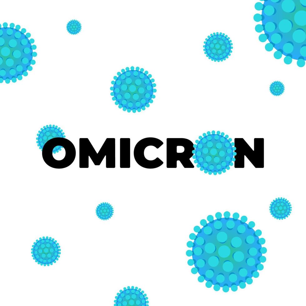 New coronavirus strain omicron. Mutated corona virus variant of COVID. Respiratory infection disease epidemic medical vector eps banner on white background