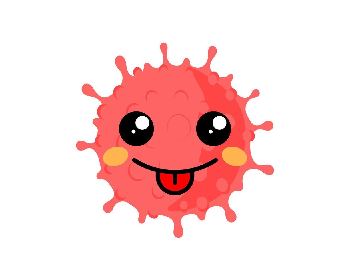 Coronavirus emoji kawaii face. Funny cute corona virus character icon vector