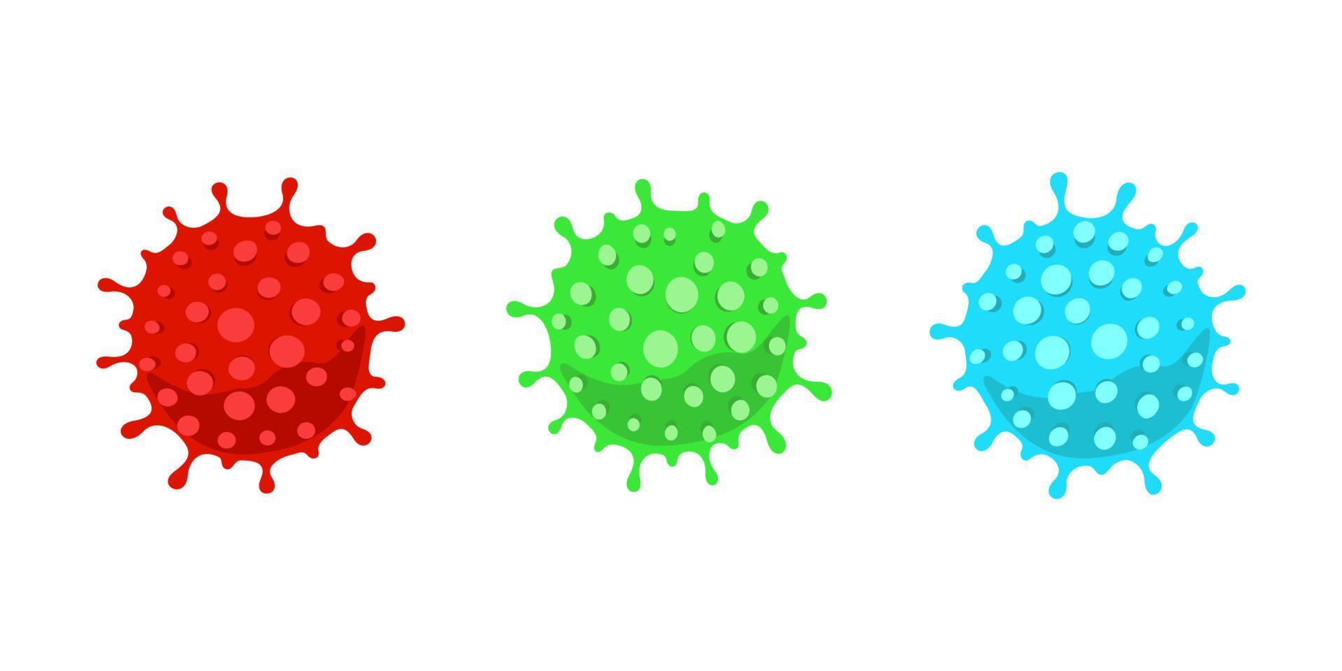 Coronavirus red, green and blue icon set. 2019-nCoV novel corona virus outbreak linear and colored sign. Respiratory infection disease and covid-19 flu epidemic vector eps emblem collection