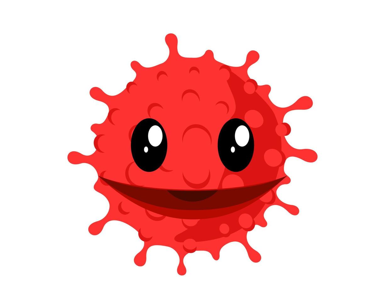 Coronavirus emoji kawaii face. Funny cute corona virus character icon vector