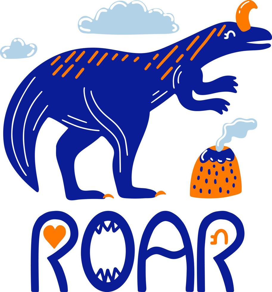 roar phrase with dinosaur vector