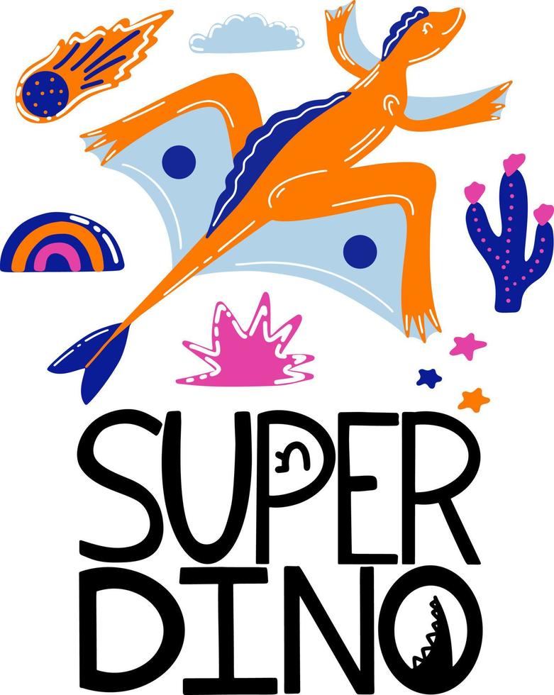 super dino phrase with dinosaur vector