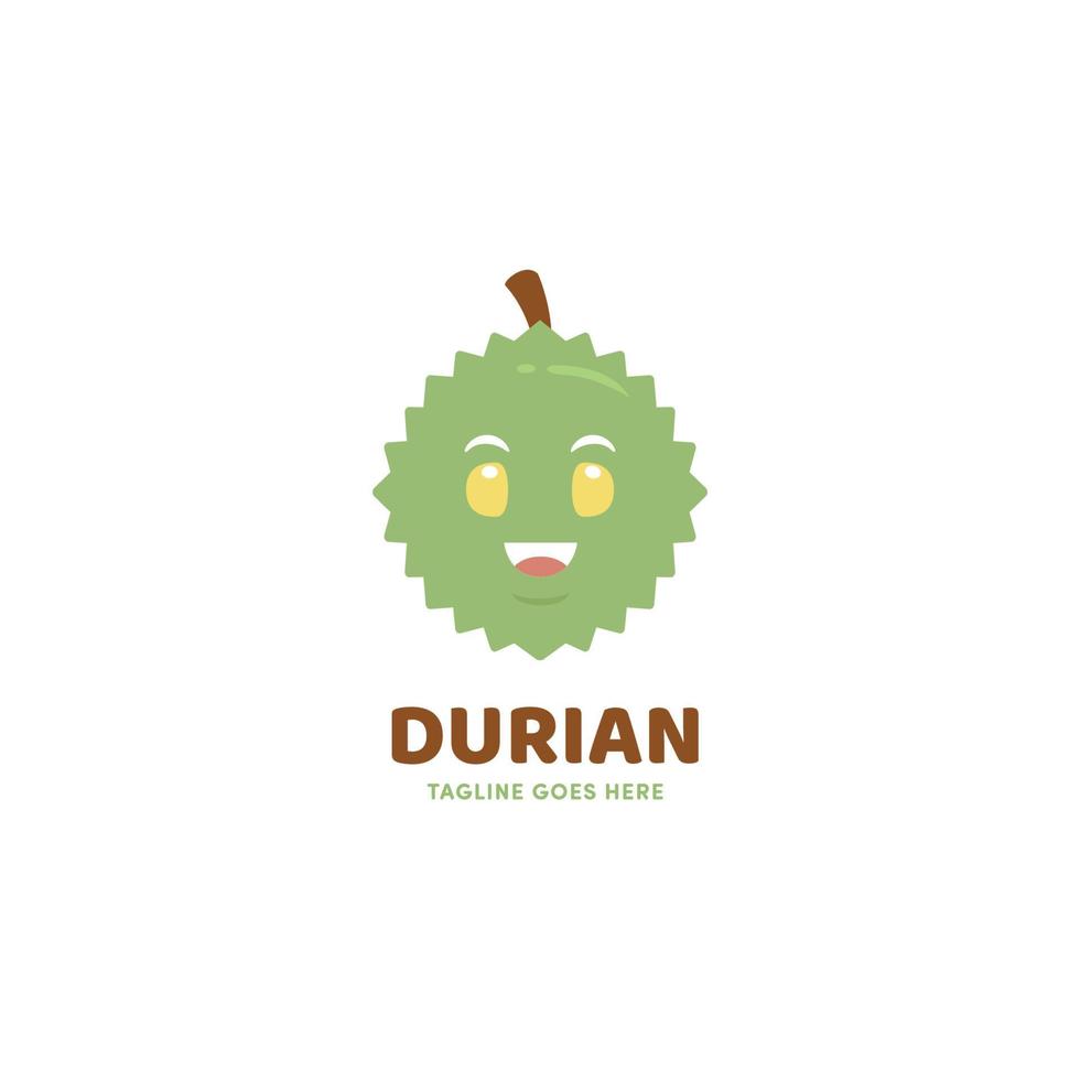 Cute Durian face logo mascot icon template vector