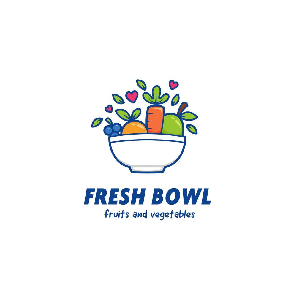 Fruits and vegetables fresh smoothie bowl logo icon template vector