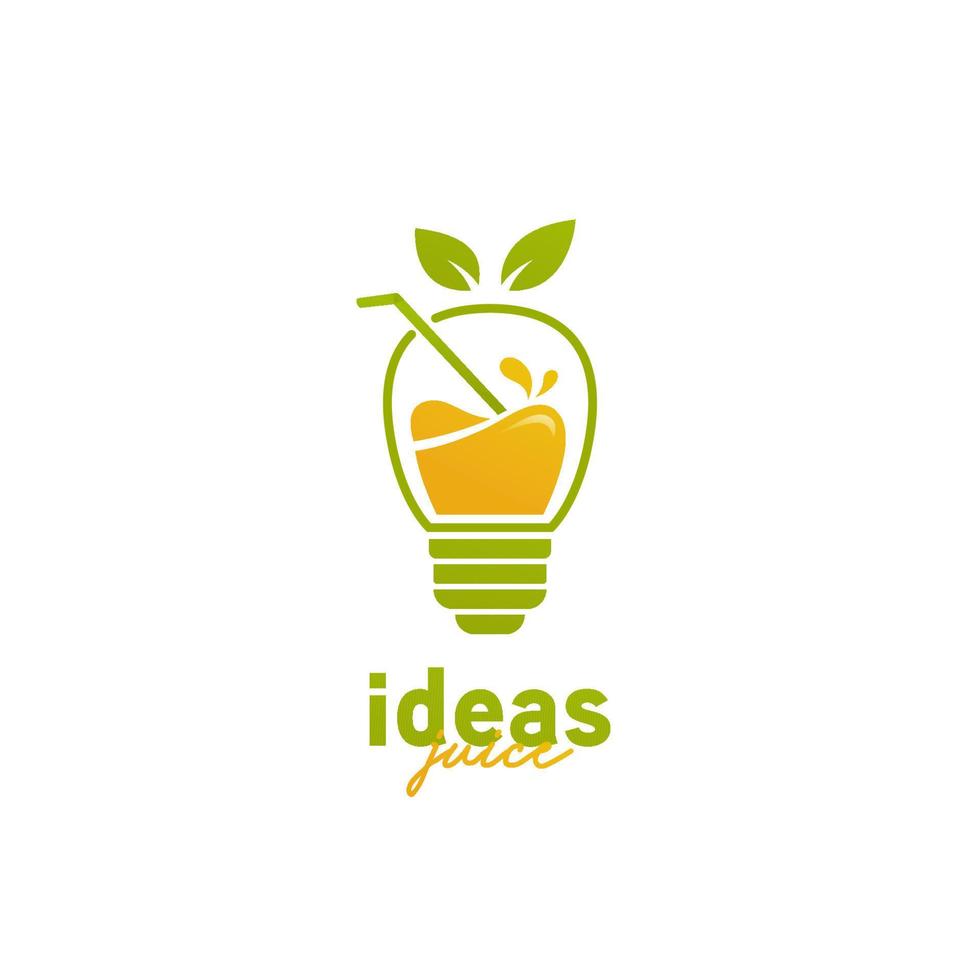 logo de jugo de idea, icono de logo de jugo de batido de bombilla de idea creativa vector