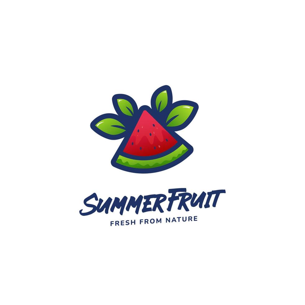 Fresh summer fruit slice water melon logo icon template vector