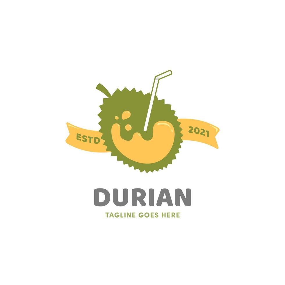Durian fruit Juice smoothies drink logo icon vector