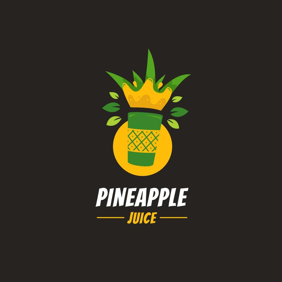 Fresh unique pineapple ananas smoothie juice logo in cultural ethnic style icon vector