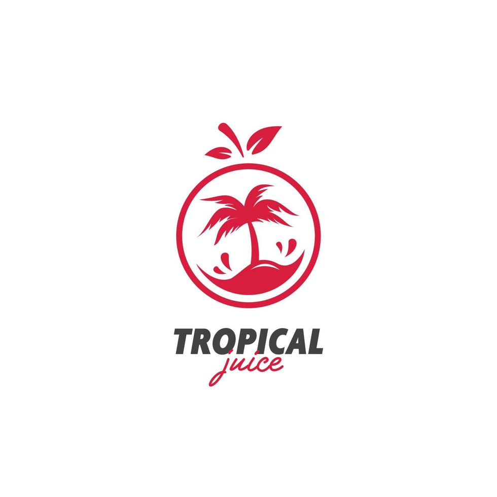 vector de icono de logotipo de jugo de isla tropical exótica fresca