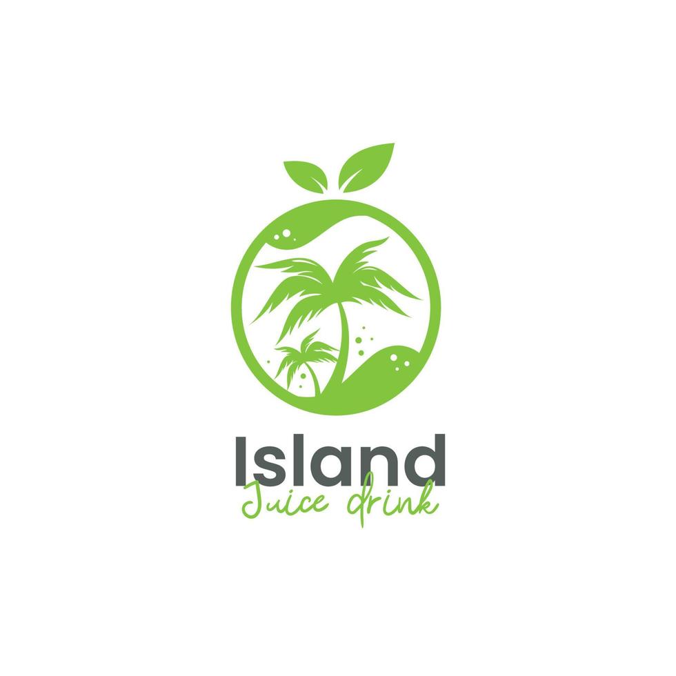 Tropical Island Juice drink logo template with palm tree and lime shape icon vector