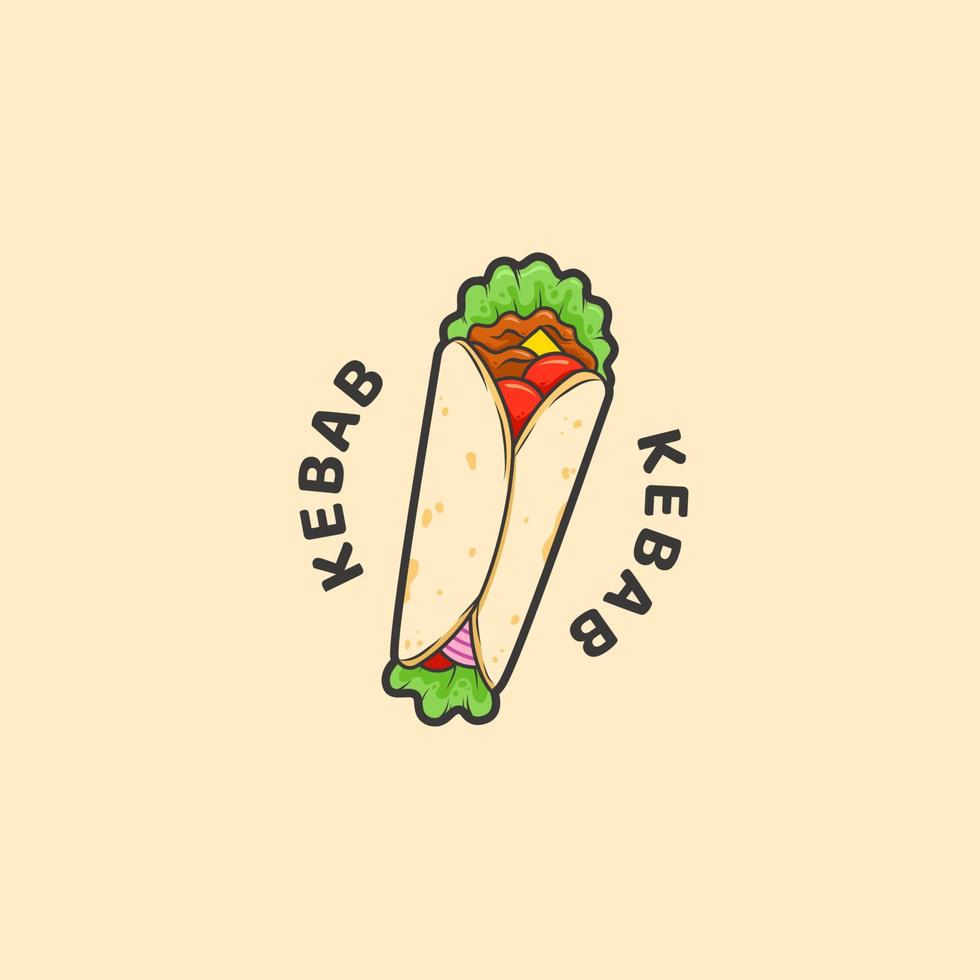 Ilustración de icono de logotipo de sándwich de kebab vector