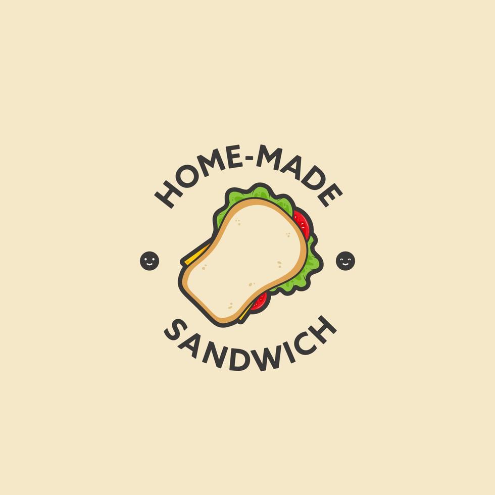 Homemade bread sandwich logo icon badge illustration vector