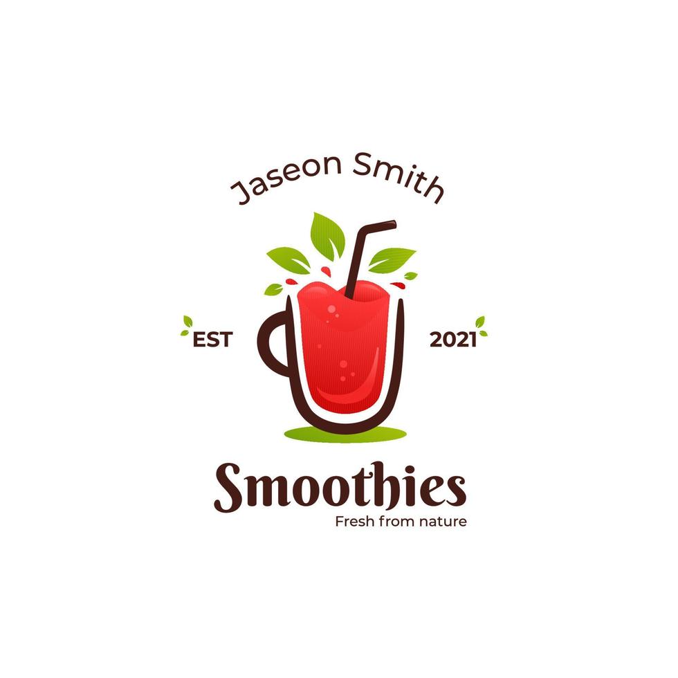 logotipo de batidos de frutas frescas, logotipo de líquido de barra de jugo de batido rojo vector