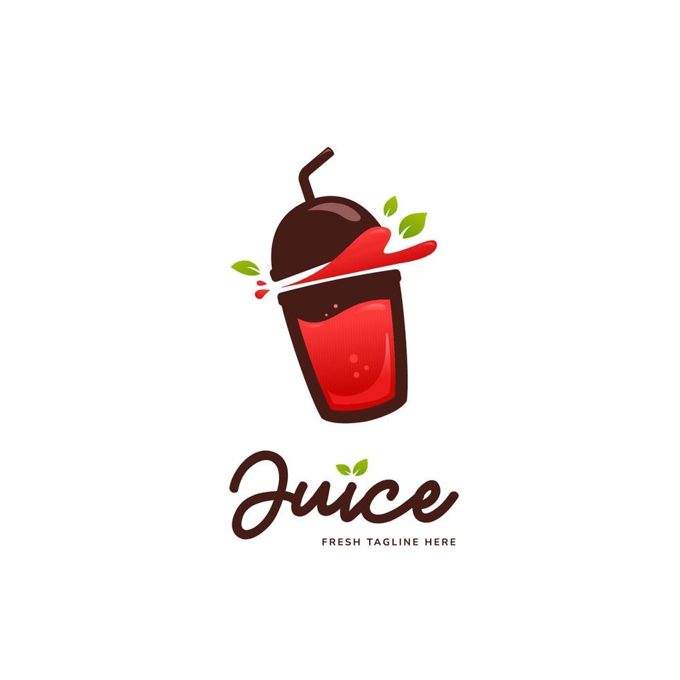 Plantilla de icono de logotipo de batidos de taza de jugo de fruta fresca vector