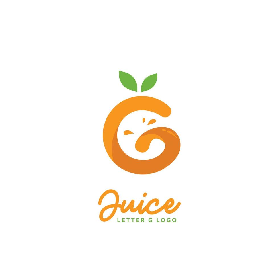 vector de icono de logotipo de jugo de naranja fresco de letra g