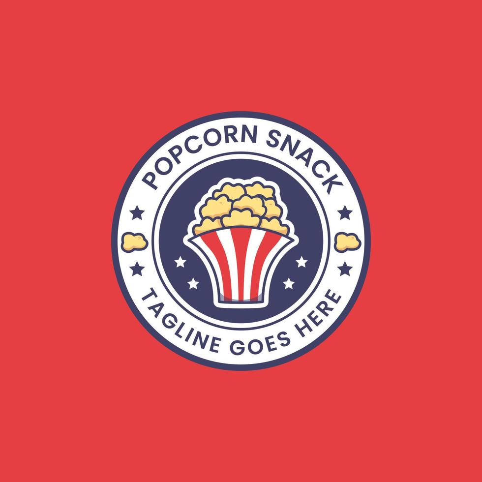 popcorn snack logo icon round badge sticker vector