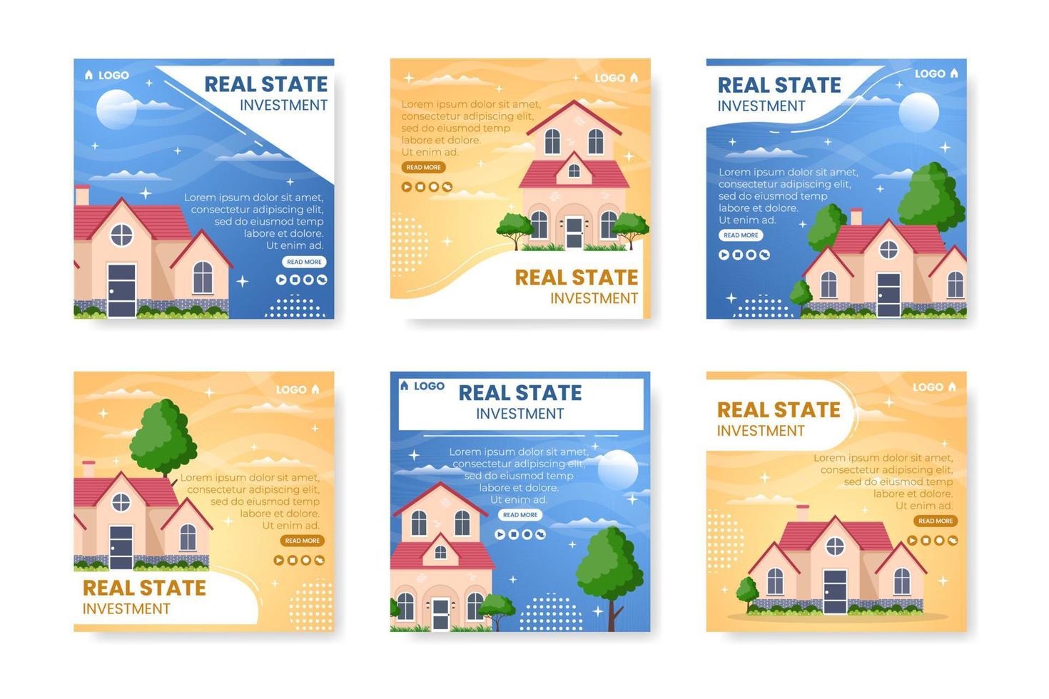 Real Estate Investment Post Template Flat Design Illustration Editable of Square Background Suitable for Social media, Greeting Card and Web Internet Ads vector