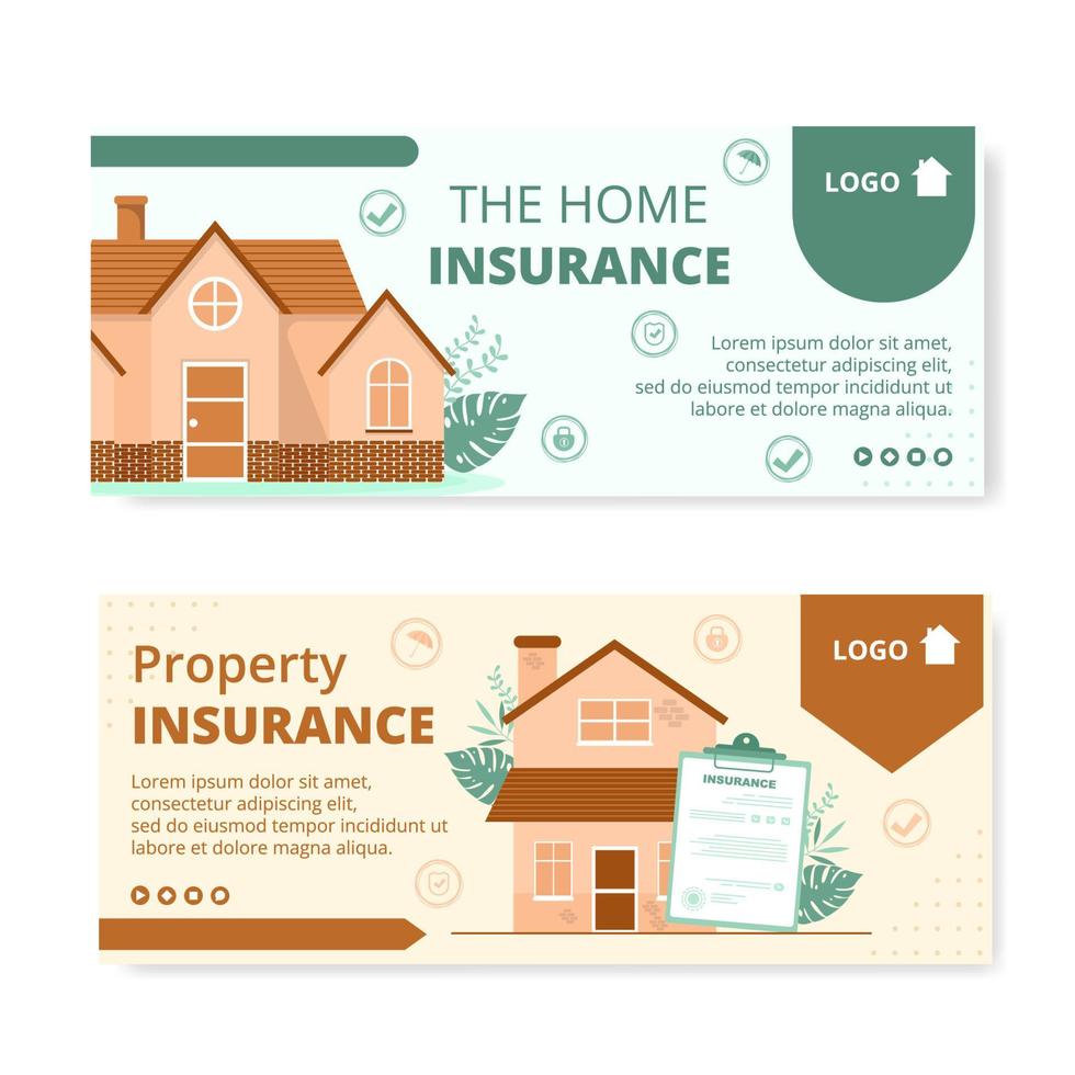 Property Insurance Banner Template Flat Design Illustration Editable of Square Background Suitable for Social media, Greeting Card and Web Internet Ads vector