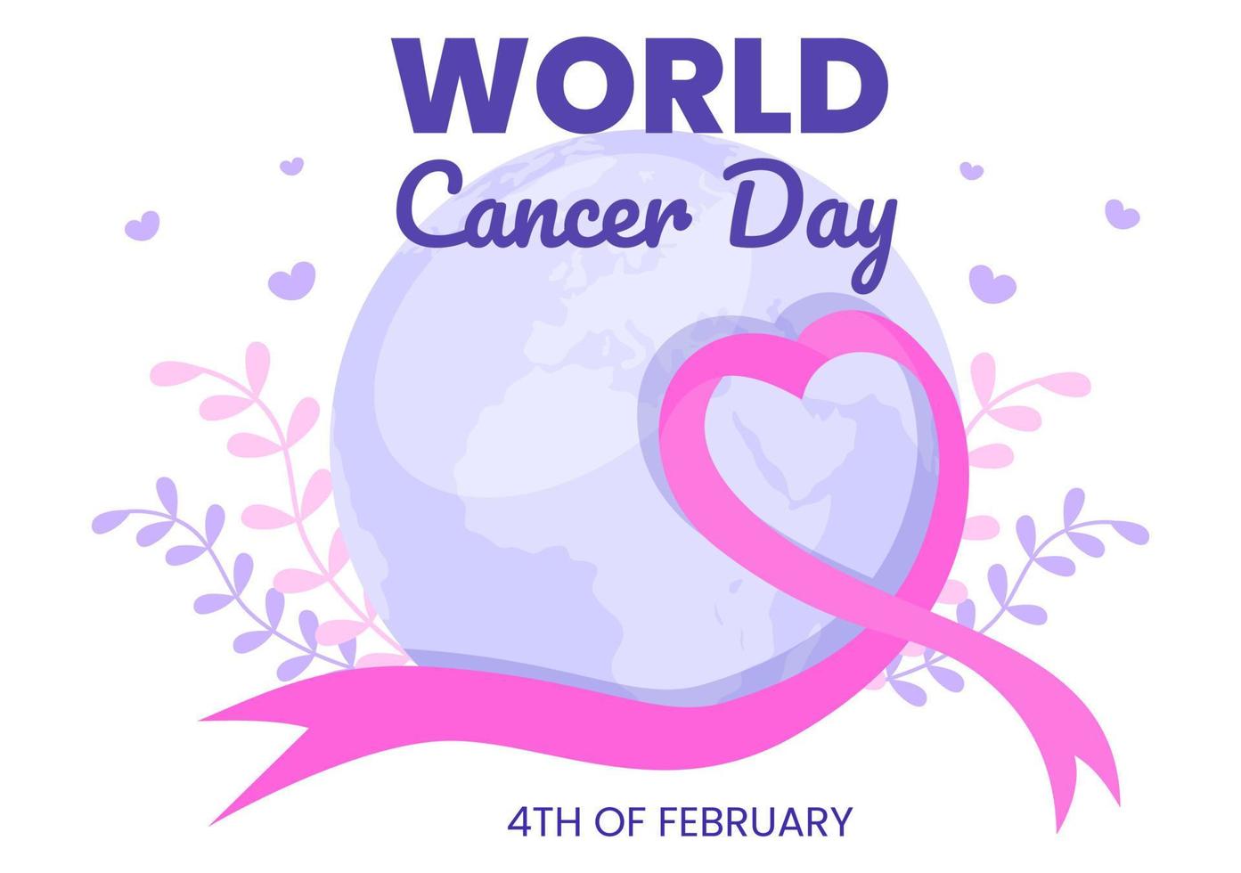 día mundial del cáncer con cinta ilustración vectorial plana. informar al público sobre la concientización sobre enfermedades el 4 de febrero a través de los antecedentes de la campaña o un póster vector