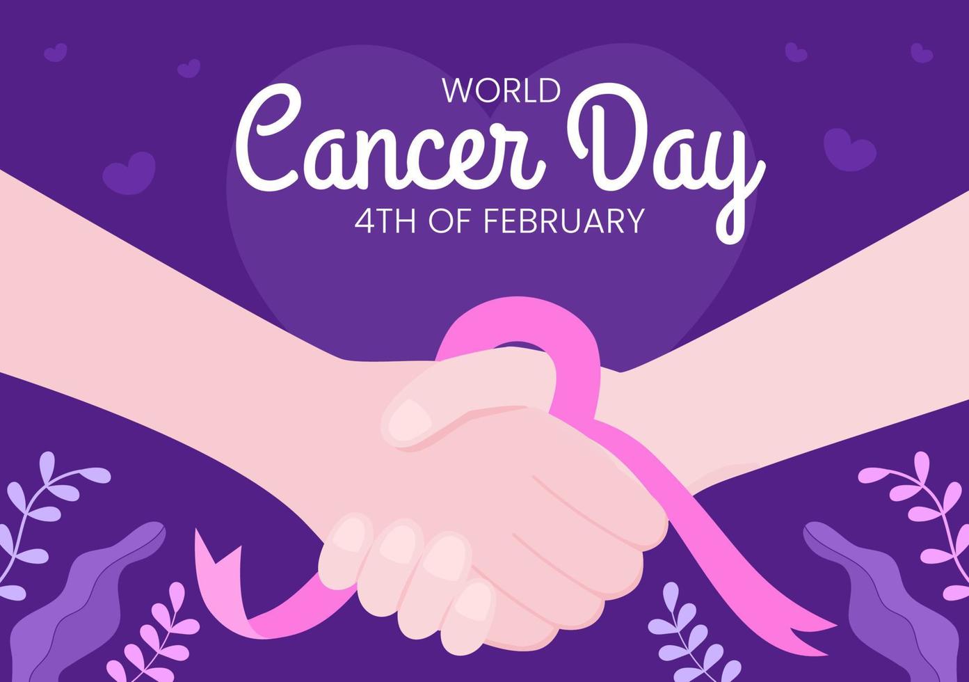 World Cancer Day with Ribbon Flat Vector Illustration. Inform the Public About Disease Awareness on February 4th Through Campaign Background or Poster