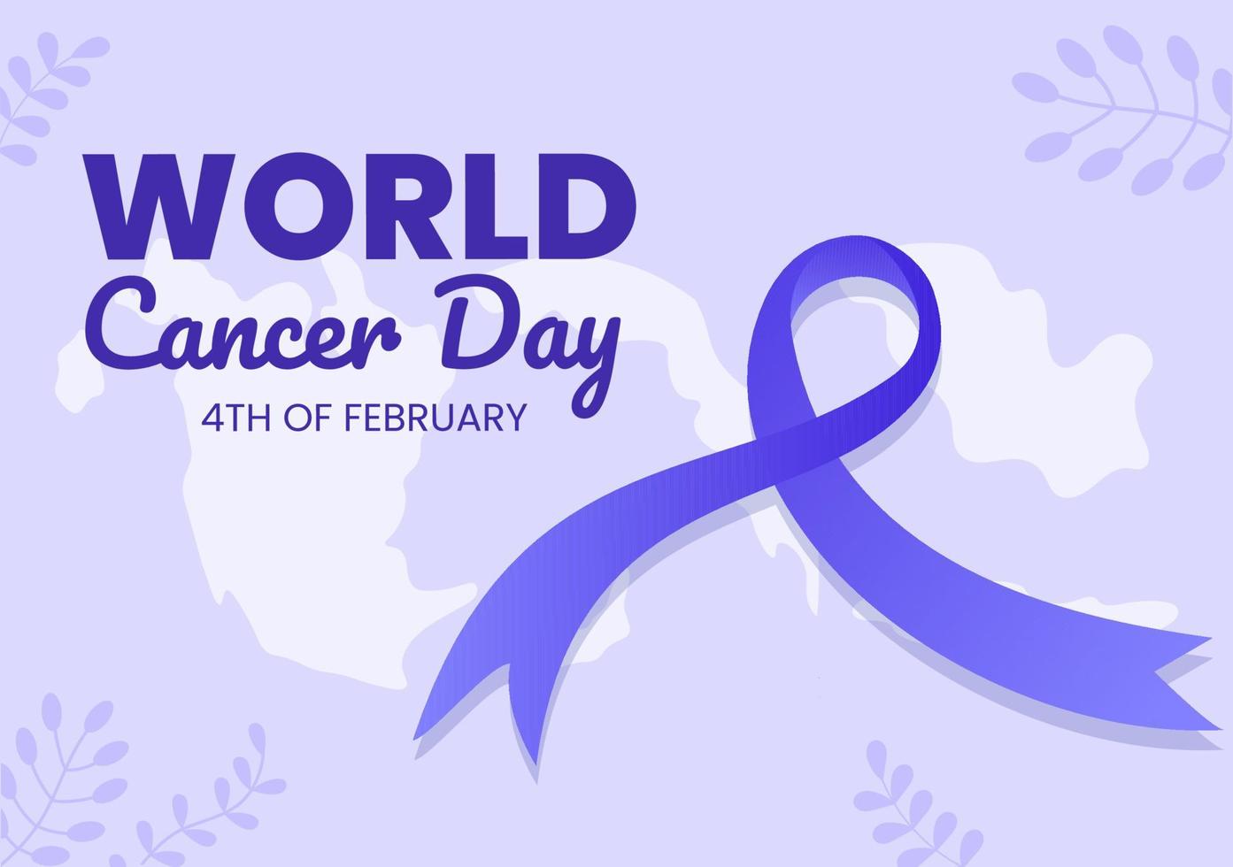 World Cancer Day with Ribbon Flat Vector Illustration. Inform the Public About Disease Awareness on February 4th Through Campaign Background or Poster