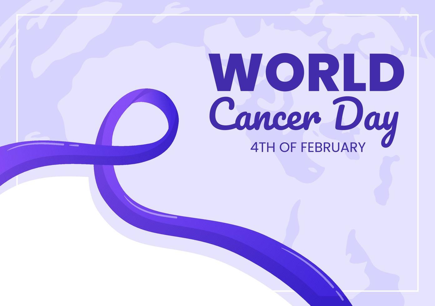 World Cancer Day with Ribbon Flat Vector Illustration. Inform the Public About Disease Awareness on February 4th Through Campaign Background or Poster