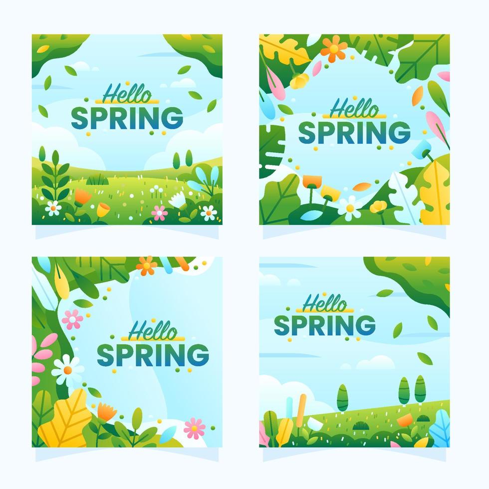 Hello Spring Social Media Post vector