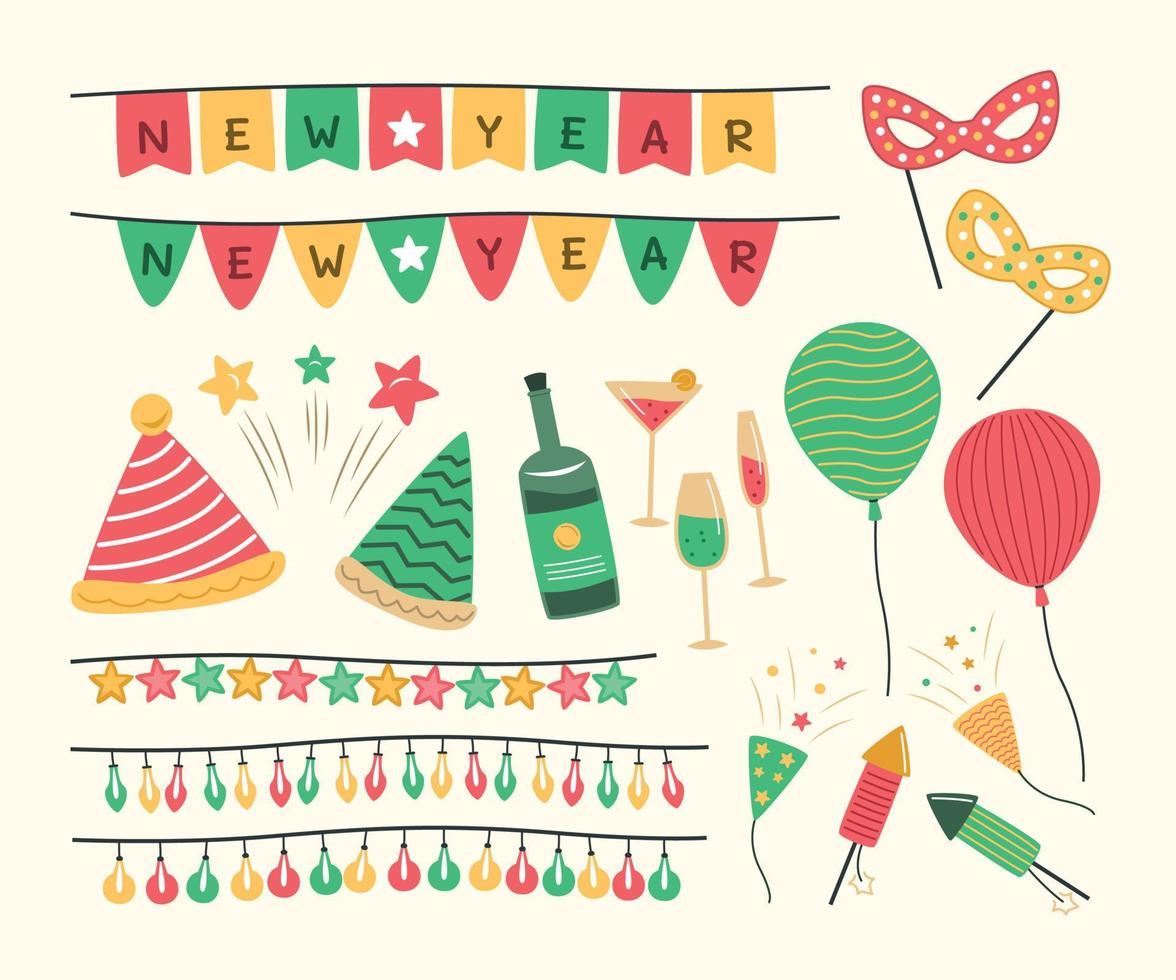 New Year Party Elements Collection. vector