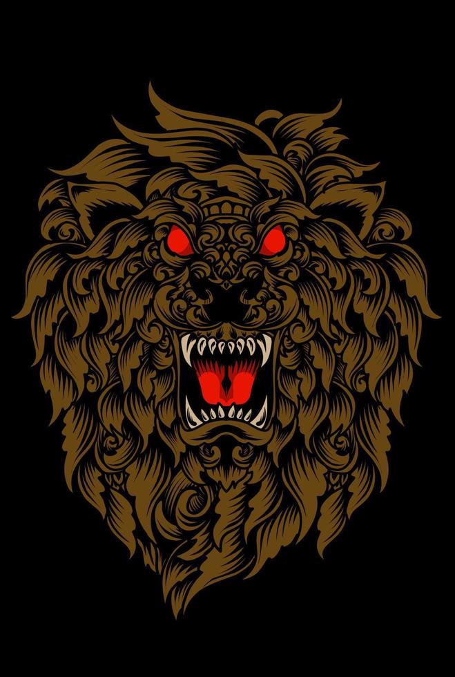 illustration vector lion head ornament style