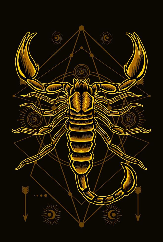 illustration vector scorpion with sacred geometry