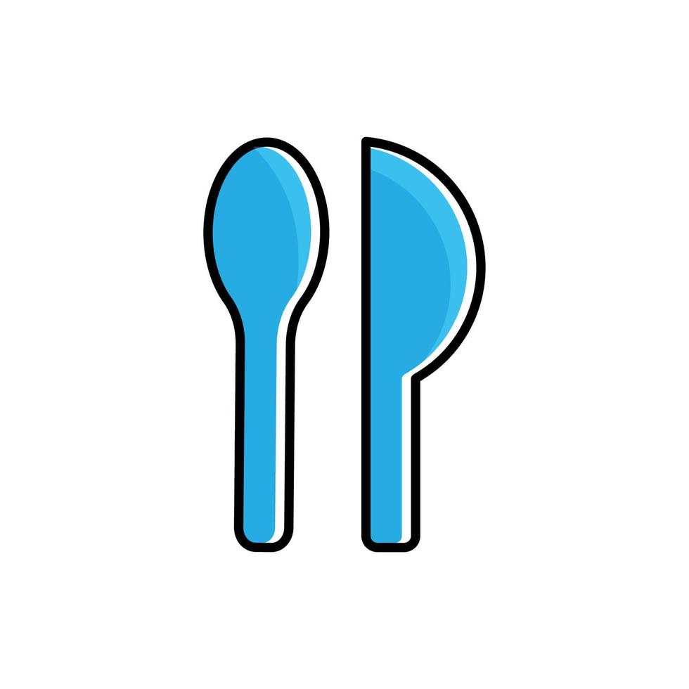 Restaurant symbol, spoon and knife flat icon. Design template vector